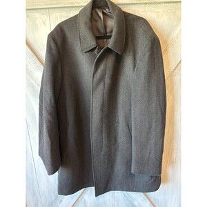 Lauren Ralph Lauren Black Herringbone Wool Overcoat Peacoat Coat Jacket Men Sz L